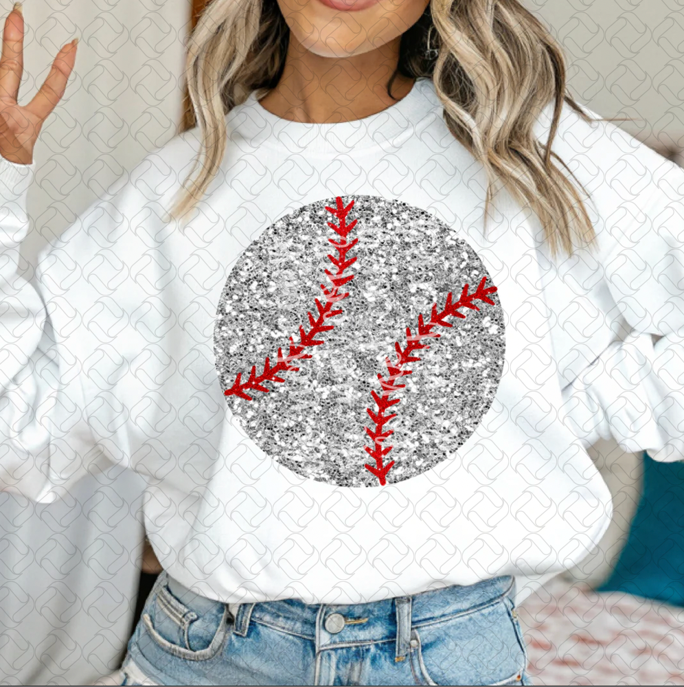 Faux Glitter Baseball