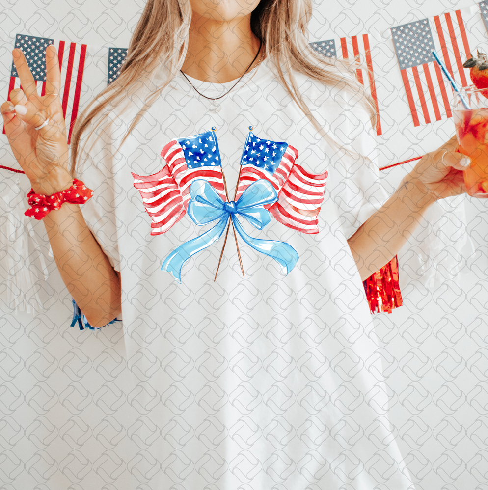 watercolor flags with bow