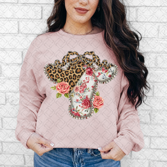 Floral Cow Western
