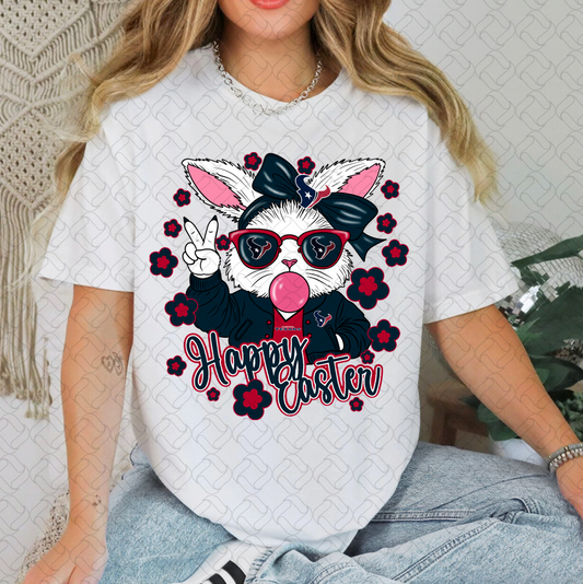 Happy Easter Texans Girl Bunny