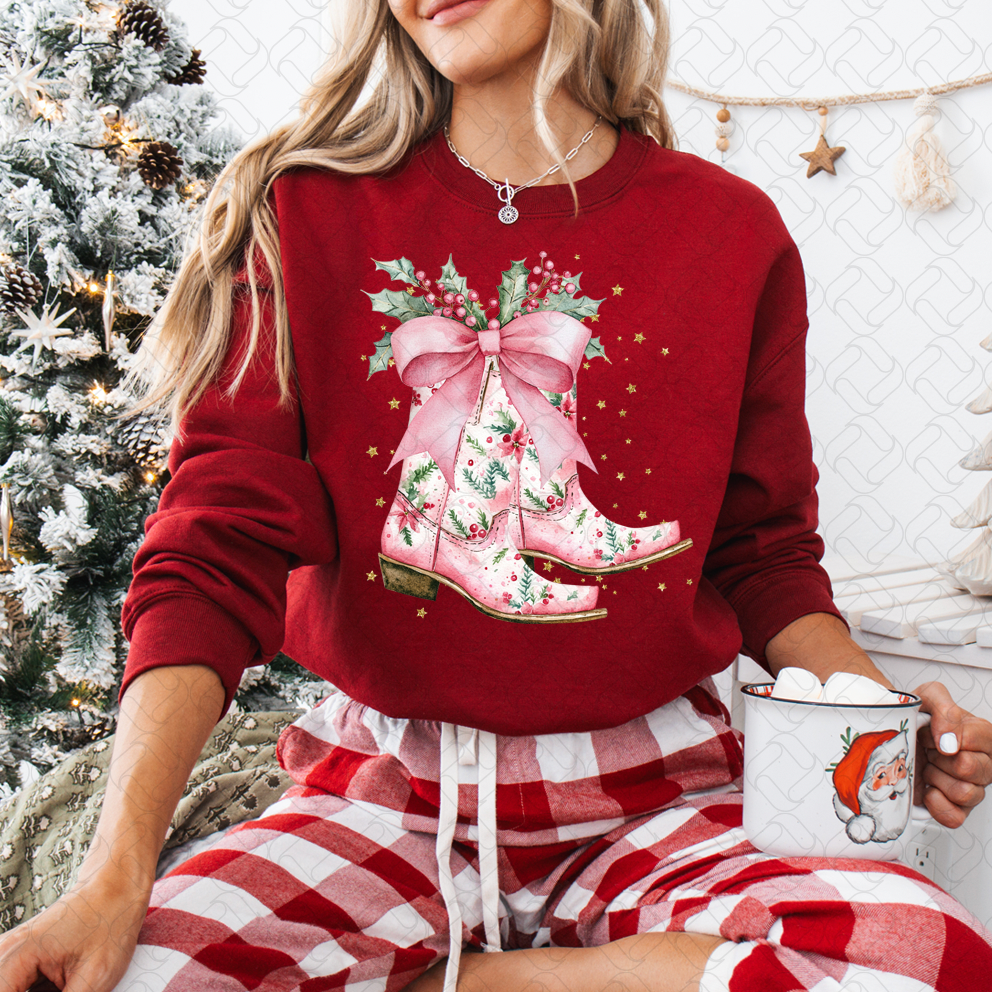 Howdy Pink Boots Christmas