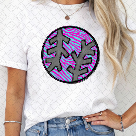 Pink Teal Zebra Baseball