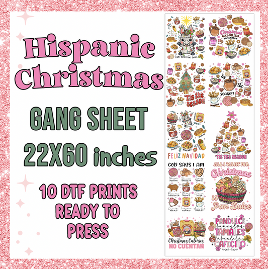 Hispanic Christmas 22x60 inches Gang Sheet