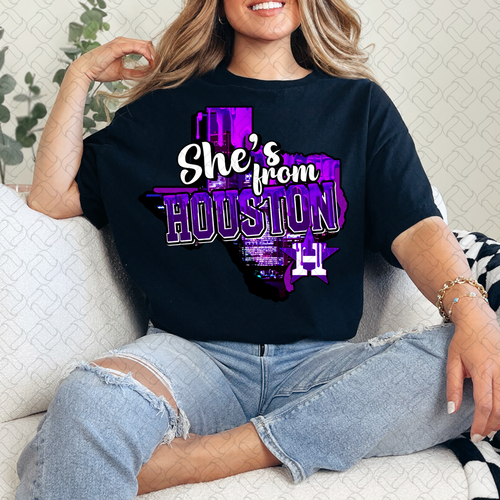 She's from Houston (purple)