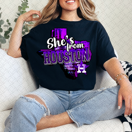 She's from Houston (purple)
