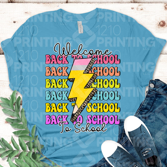 Welcome Back To School Lightening Bolt DTF