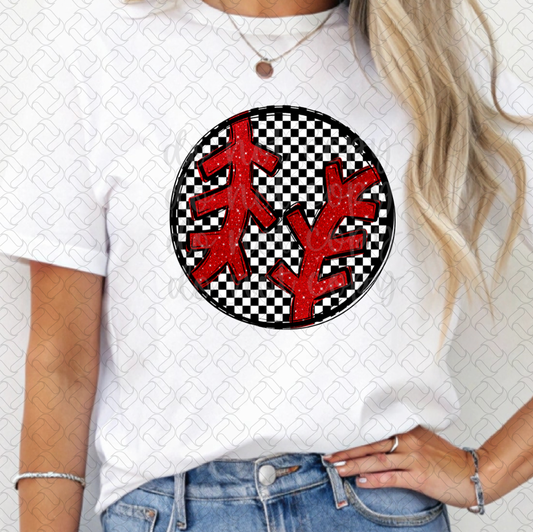 checkered red faux glitter